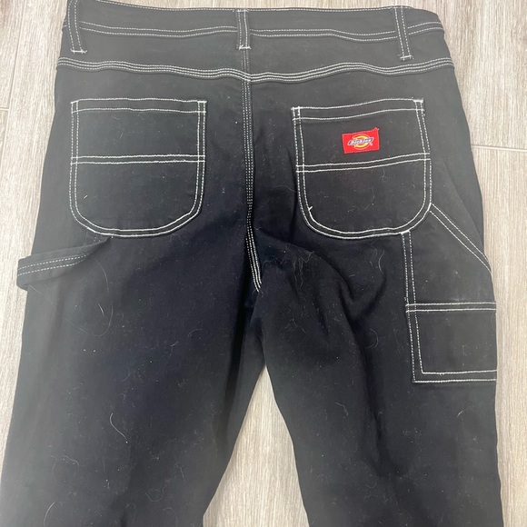 SOLD! ! Dickies Black Cargo Pants with White Top Stitching, Sz 30 - Picture 2 of 8